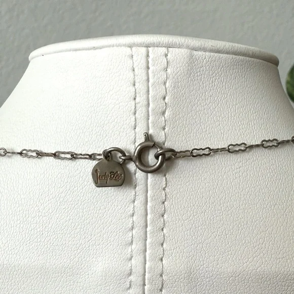 Vintage Judy Lee Black Faceted Glass Bead Station Necklace Antiqued Silver Chain - Picture 3 of 8